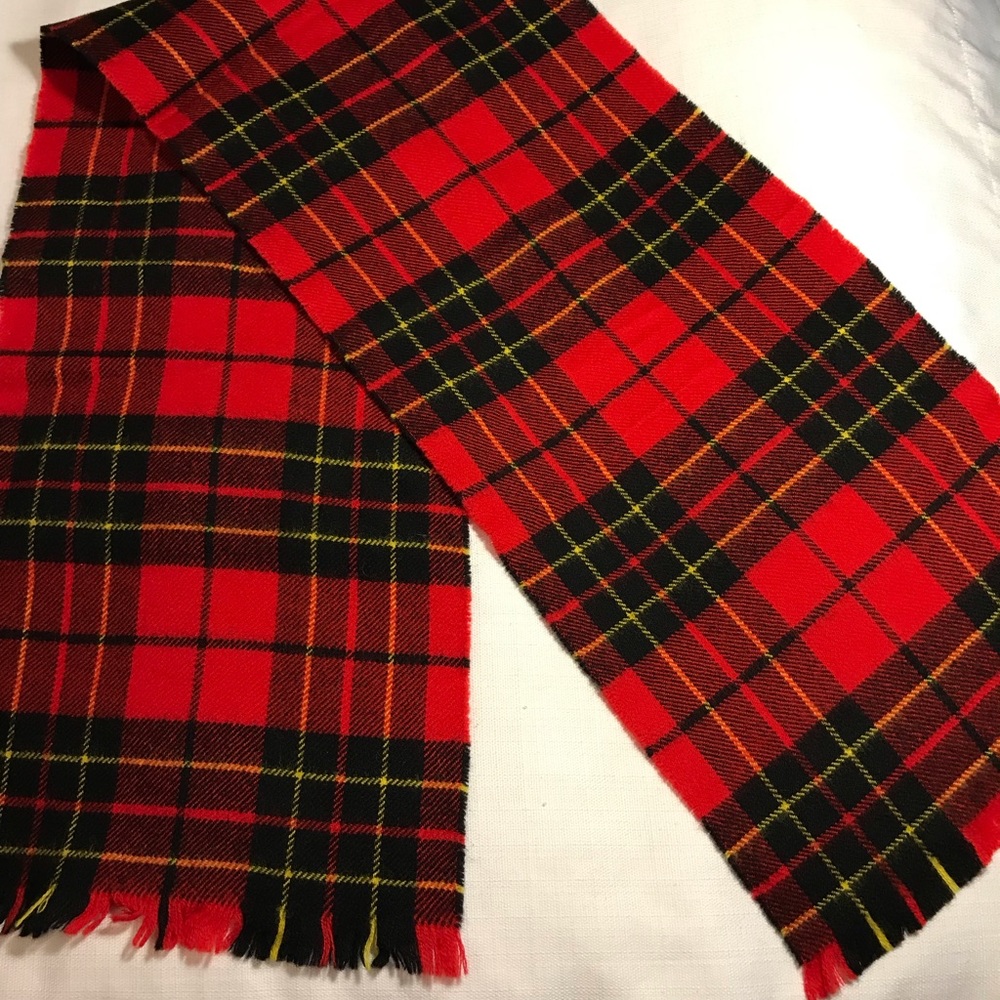 Red 100% New Wool Woven Scotland 53” Plaid scarf